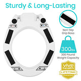 Vive Toilet Seat Risers for Seniors (Raised with Handles) Grab Bar Seat for Seniors – Options for Elongated & Standard Bowls – Elderly Handicap Medical Hip Replacement Surgery Lift, Easy Clean, White
