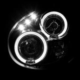 SPEC-D TUNING Dual Halo LED Projector Headlights Glossy Black Housing Smoke Lens Compatible with 2002-2003 Subaru Impreza, Left + Right Pair Headlamps Assembly